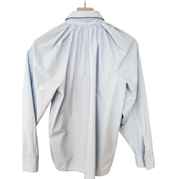 Rebecca Taylor Light Ruched Raglan Cotton Button Up Long Sleeve Blouse Size S - Picture 7 of 10